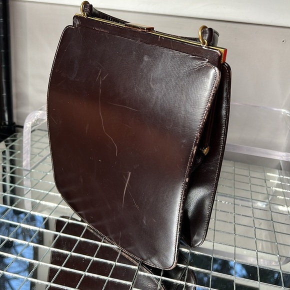 Bienen Davis Vintage Brown Leather Structured Snap Lock Closure Handbag - Picture 6 of 15